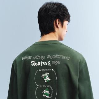 太平鸟 男装26年夏款滑板小狗联名重磅印花宽松半袖纯棉短袖男式T恤