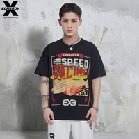 百亿补贴：个性圆领短袖春夏新款烫钻赛车系列印花休闲T恤X1PBU473