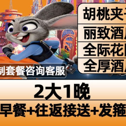 2大早鸟票+酒店1晚+接送+含早