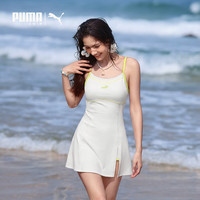 PUMA 女士泳衣连体裙原纱防晒收腰遮肉防走光游泳装沙滩连体泳衣温泉