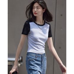 德玛纳 夏季圆领简约短袖t恤女