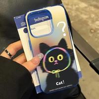 C 【限时优惠 裸机手感】彩虹模糊黑猫适用苹果7-17系列手机壳