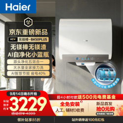 海尔 无镁棒BK50PLUS电热水器60升自净化小蓝瓶 BK5PLUS升级款双胆扁桶 3300W