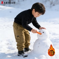 ABCKIDS 童装男童加绒裤子2026冬装新款儿童加厚保暖冬季工装长裤 三色可选