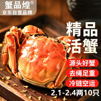 蟹品煌 大闸蟹 去绳足重 2.1-2.4两10只 鲜活的六月黄现货特大螃蟹中秋国庆送礼