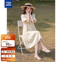 唐狮 2026夏季连衣裙女气质淑女衬衫领泡泡袖净色名媛风百搭