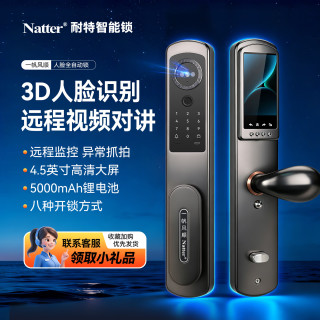 耐特锁业 智能门锁人脸识别锁指纹锁密码锁防盗门锁电子锁智能锁 一帆风顺 咖啡黑 A锁体30X240