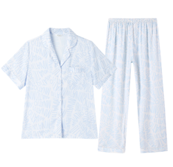 欧迪芬 女士家居服开衫短袖长裤家居服套装