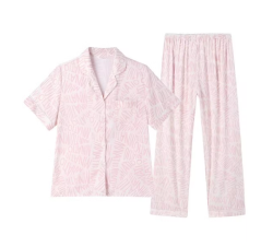 欧迪芬 女士家居服开衫短袖长裤家居服套装