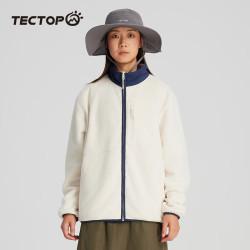 探拓 抓绒衣外套加绒加厚保暖上衣夹克 馥月白/帝释青 3XL