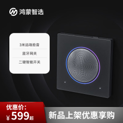 鸿蒙智选 三诺智能语音面板 玄武灰 小艺语音控制蓝牙网关二键智能开关（支持鸿蒙智联）（PC材质）