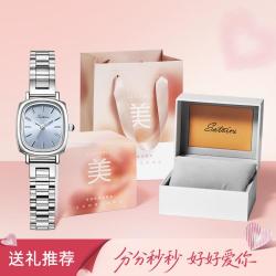 天王 2026新品 同集团品牌手表女士轻奢小众小方表防水钢带石英表