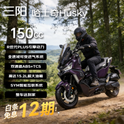 SYM 三阳哈士奇150 龙骨踏板燃油摩托车长续航智控运动黑曜紫 26新款