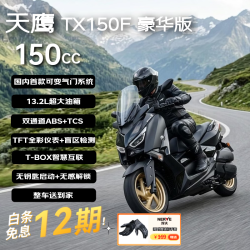 天鹰 TX150F豪华版 燃油踏板摩托车复古摩旅通勤代步哑黑 26款赠手套