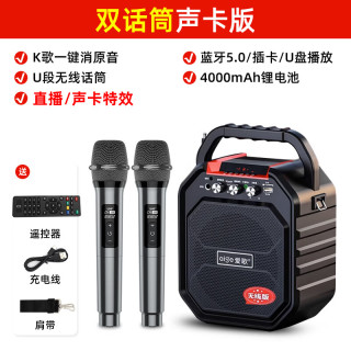 爱歌 贵州小蓉儿s28无线蓝牙音箱户外k歌麦克风话筒唱歌便携式广场舞无线版+U段双话筒+U盘