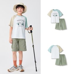 巴拉巴拉 儿童短袖套装新款童装夏季男童两件套速干排汗运动青少年