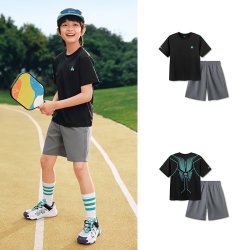 巴拉巴拉 童装男童短袖套装儿童大童两件套2026夏装速干上衣球裤子