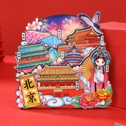 程老师 国粹京剧脸谱戏曲立体木质冰箱贴人物中国风北京旅游纪念伴手礼品