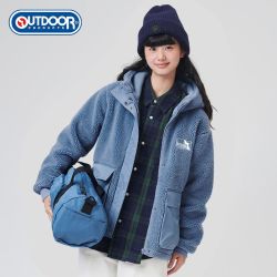 OUTDOOR PRODUCTS 女抓绒服24春秋新品户外羊羔绒保暖厚实连帽夹克