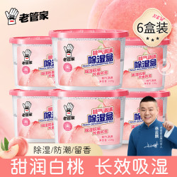 老管家 除湿盒干燥剂桃气满满防潮防霉吸湿宿舍学生可挂式衣柜盒  230g*6盒装
