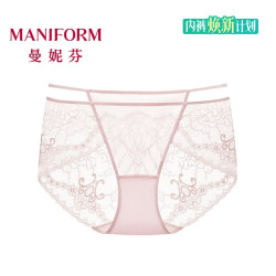 曼妮芬 舒适中低腰三角裤女士性感蕾丝内裤底裆底裤