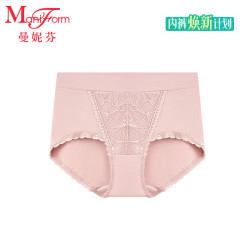 曼妮芬 中高腰低脚蕾丝裤棉底裆加宽腰带舒适内裤20640593