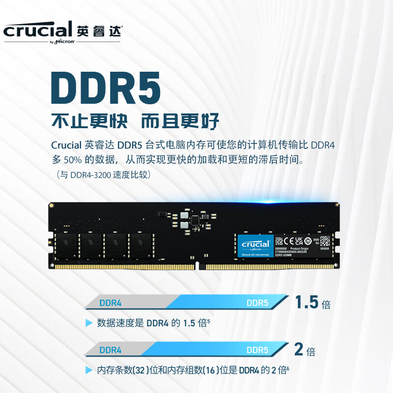 英睿达 DDR5 4800MHz 16GB 台式机内存条