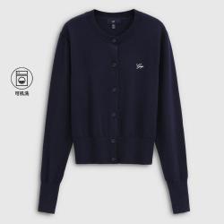 Gap 女装春款刺绣logo柔软合身圆领开衫针织衫上衣793646
