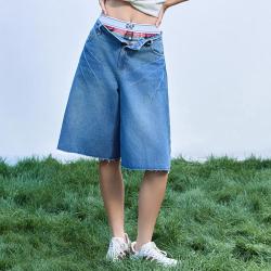 Gap 女装2026夏季款纯棉复古水洗五袋直筒牛仔短裤五分裤892746