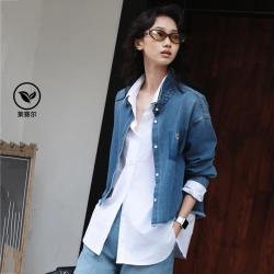 Gap 女装2026春季款经典水洗logo刺绣牛仔衬衫休闲上衣859827
