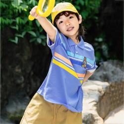 Gap 男童大童2026夏季款大G小熊刺绣条纹短袖POLO衫儿童装893463