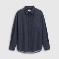 Gap 男装秋季款纯棉基础款法兰绒宽松长袖衬衫上衣791962