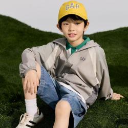 Gap 男童2026春季款logo印花撞色拼接连帽外套儿童装861135