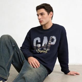 Gap 男女装2026春季款印花logo宽松圆领长袖卫衣休闲上衣854294