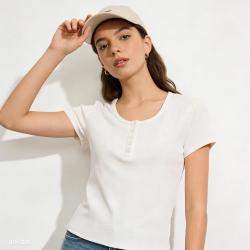 Gap 女装2026春季款logo花体刺绣亨利领短袖T恤休闲上衣859627