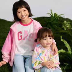 Gap 女童2026春季款纯棉logo印花撞色插肩袖短袖T恤儿童装862016