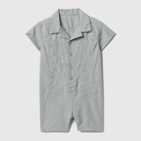 Gap 婴儿春夏季款刺绣衬衫式短袖连体衣儿童装爬服美版738874