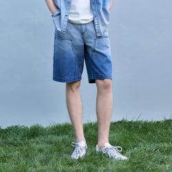 Gap 男装2026夏季款街头渐变水洗宽松牛仔裤伐木裤短裤854084