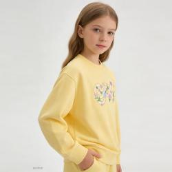 Gap 女童2026春季款花卉刺绣logo宽松圆领卫衣儿童装上衣860947