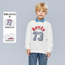 Levi's 童装卫衣男女童圆领套头上衣春秋儿童卫衣毛圈款红色拜年服