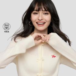 Gap 女装2026春款花体logo刺绣宽松针织开衫887066