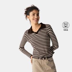 Gap 女装春季混纺V字polo领条纹针织衫显瘦内搭毛衣729133
