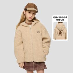 Gap 女童秋季款logo毛巾绣仿羊羔绒连帽卫衣儿童装805323