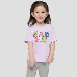 Gap 女幼童2026春季款纯棉logo小熊图案短袖T恤儿童装上衣893476