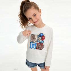 Gap 男女童2026春季新款纯棉logo翻转亮片宽松长袖T恤儿童装861993