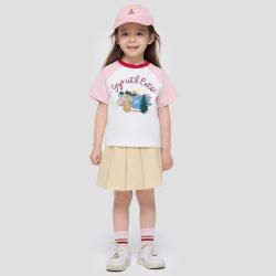 Gap 女幼童2026春季款logo印花插肩袖纯棉短袖T恤儿童装893689