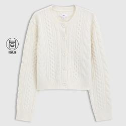 Gap 女装春季款基础款绞花针织开衫简约纯色常规毛衣729044