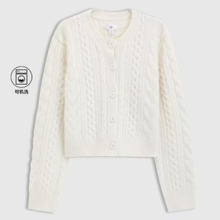 Gap 女装春季款基础款绞花针织开衫简约纯色常规毛衣729044
