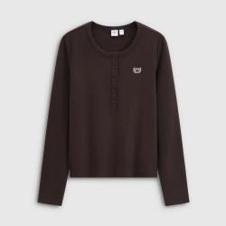 Gap 女装春秋款麦穗logo刺绣罗纹针织亨利领长袖上衣828824