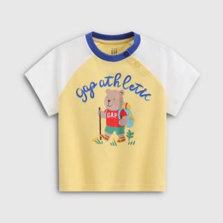 限尺码：Gap 男女幼童2026夏季款logo印花纯棉插肩袖短袖T恤儿童装867633